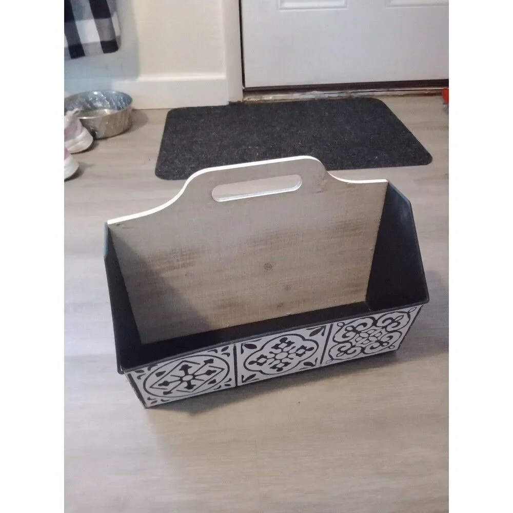 X-Large Metal Tin Tile Wood Organizer Hanging Standing Box